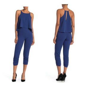 Love...ady Popover Shirred Leg Jumpsuit Blue Small